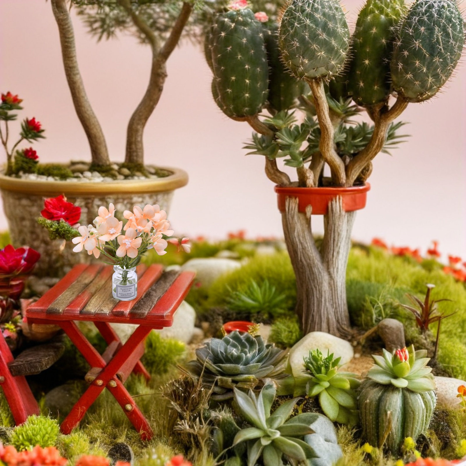 Vase Decor - 3-teiliges Miniatur-Blumenvasen-Set, DIY-Puppenhaus-Tischdeko, Mikrolandschaftszubehör