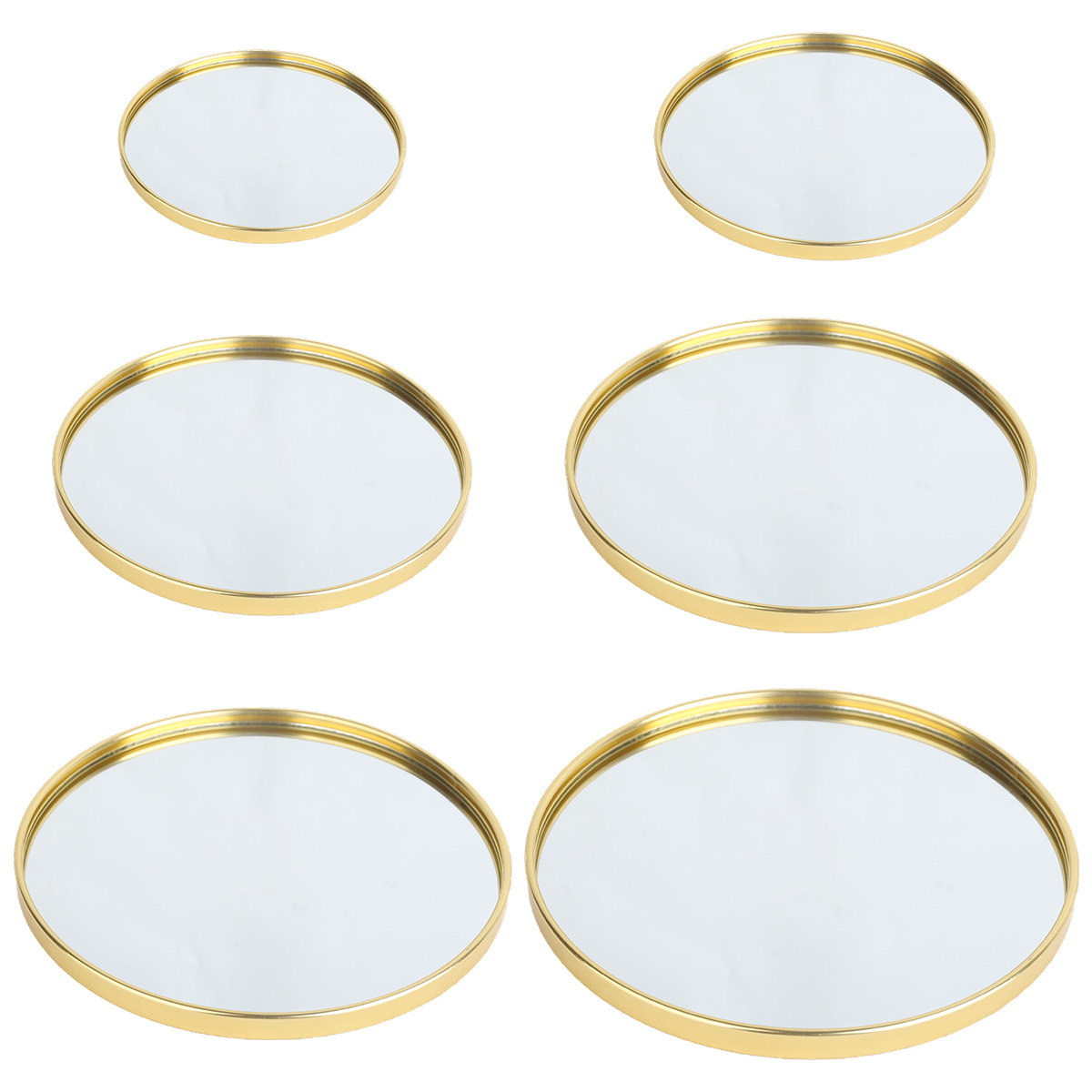 Decorative Mirror - Goldfarbene runde Spiegelablage, Tischaufbewahrungsplatte für Schmuck,