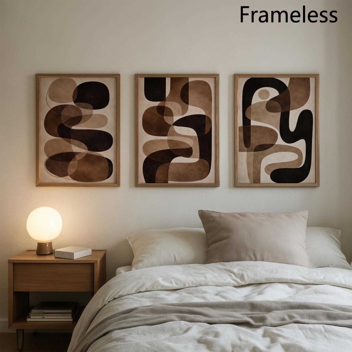 Abstract Canvas Set - 2D Flach 3-teiliger Japandi Braun-Beige Abstrakter