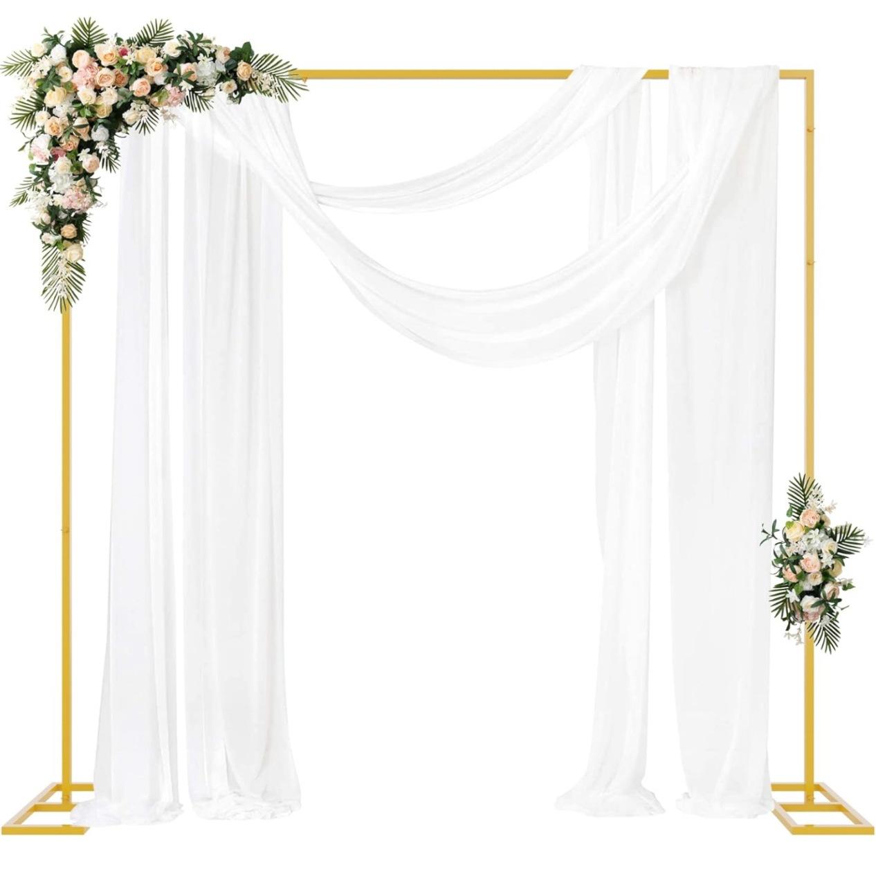 Picture Frame - Goldfarbener Metall-Quadrat-Hintergrundständer 8,2x8,2FT 2,5x2,5M Rechteckiger Hochzeitsbogenrahmen