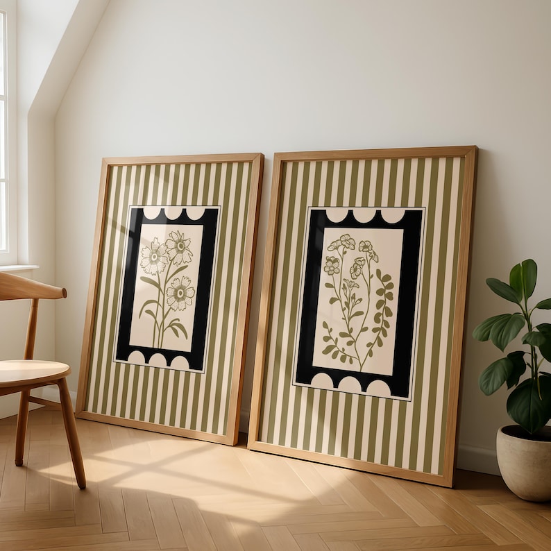 Abstract Canvas Set - 2 teile/satz Böhmischen Stil Pflanze Kunst